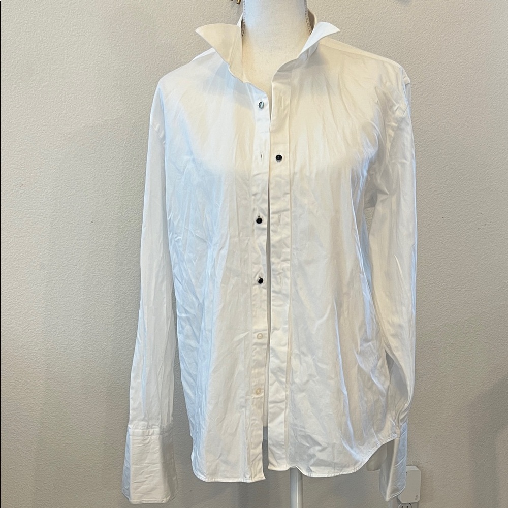 L Fiordelli’s Classic White Men’s Dress Shirt - Tailored Long Sleeve
